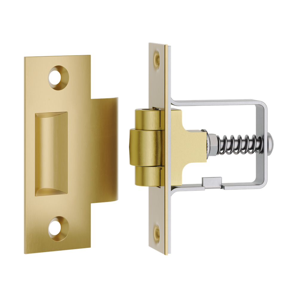 Tube Latch Roller with Face Plate & Striker Brushed Gold PVD in Brushed Gold