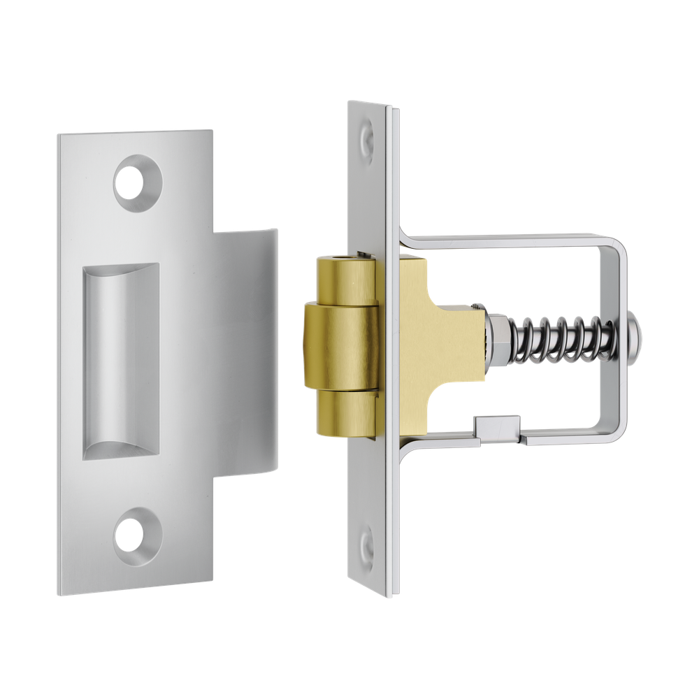 Tube Latch Roller with Face Plate & Striker Brushed Chrome in Brushed Chrome