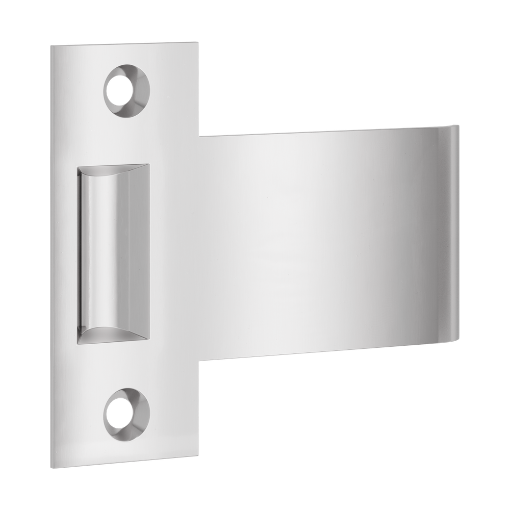 Iver extended strike plate for roller tube latch, architectural hardware in durable metal finish, suitable for door framing and security.