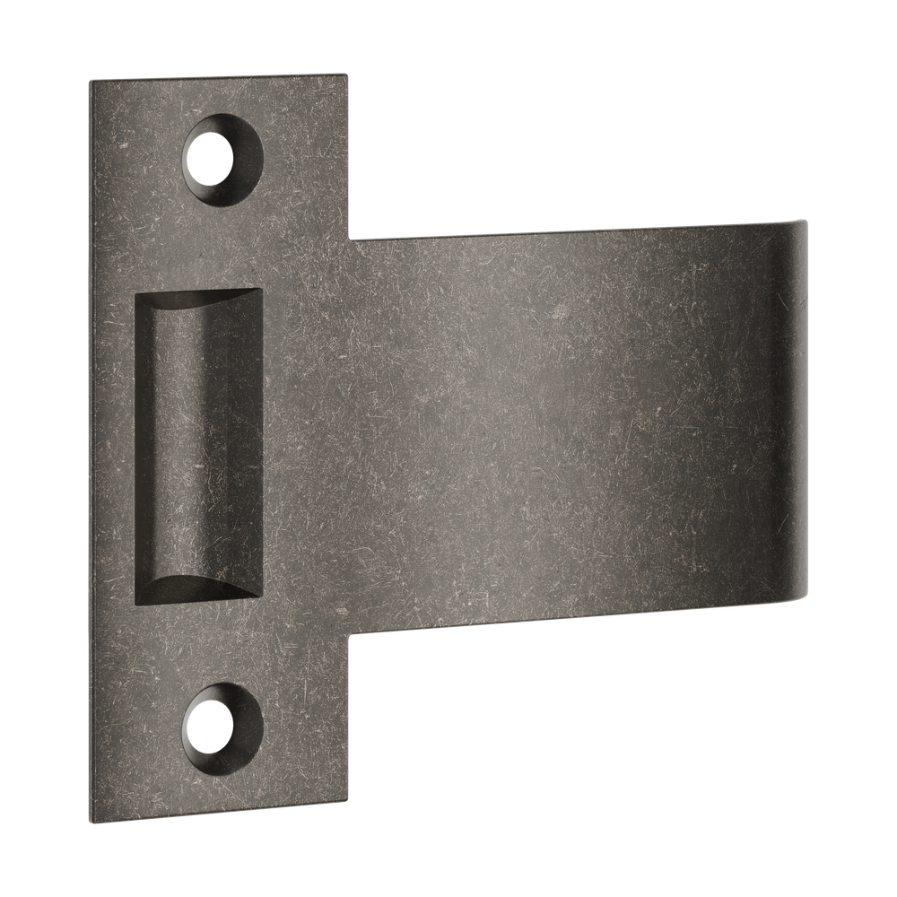 Iver Extended Strike for Roller Tube Latch, architectural hardware with metal strike plate and mounting hardware.