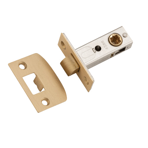 Tube Latch Split Cam 'D' Striker Satin Brass Backset 45mm in Satin Brass