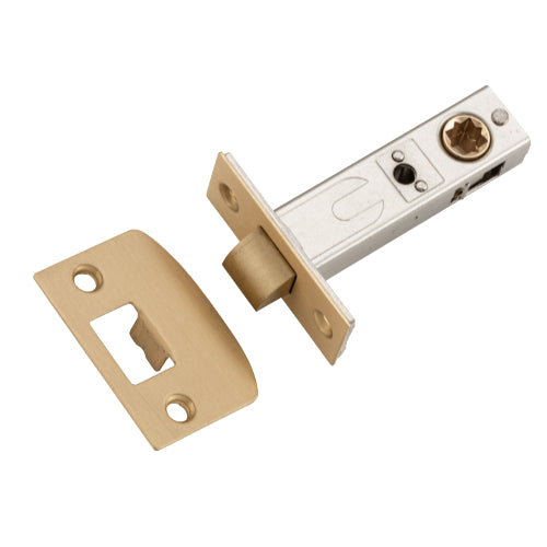 Tube Latch Split Cam 'D' Striker Satin Brass Backset 60mm in Satin Brass