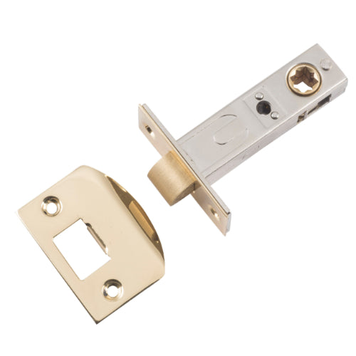Tube Latch Split Cam 'D' Striker Polished Brass Backset 60mm in Polished Brass