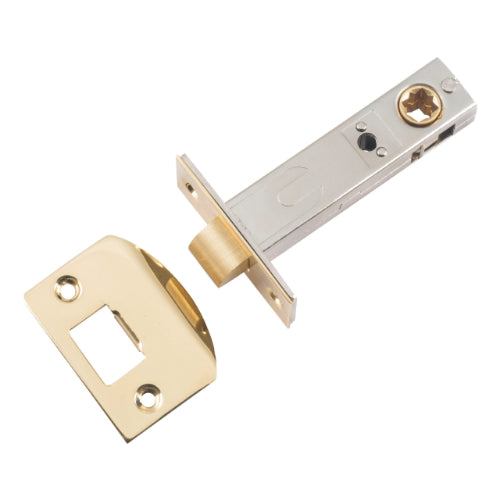 Tube Latch Split Cam 'D' Striker Polished Brass Backset 70mm in Polished Brass