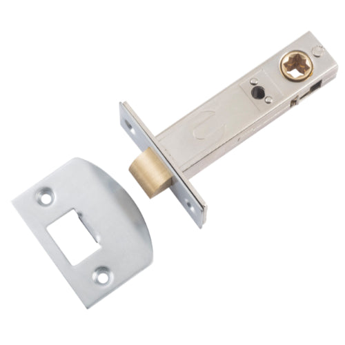Tube Latch Split Cam 'D' Striker Satin Chrome Backset 70mm in Satin Chrome