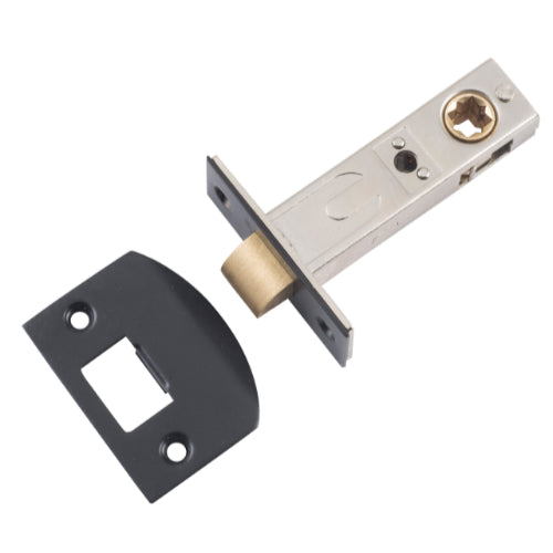 Tube Latch Split Cam 'D' Striker Matt Black Backset 60mm in Matt Black