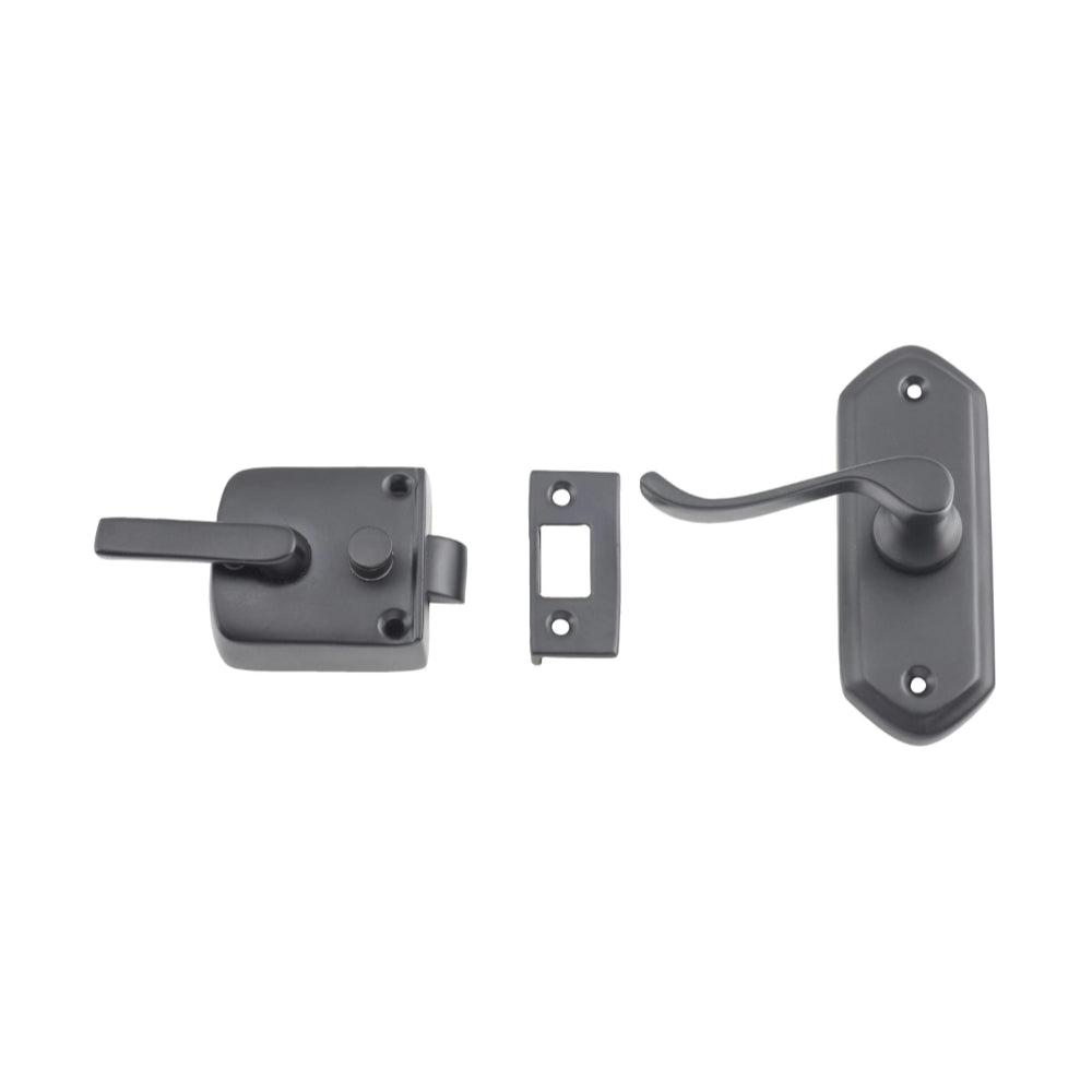 Screen Door Latch Left Hand External Matt Black H98xW36mm P40mm in Matt Black