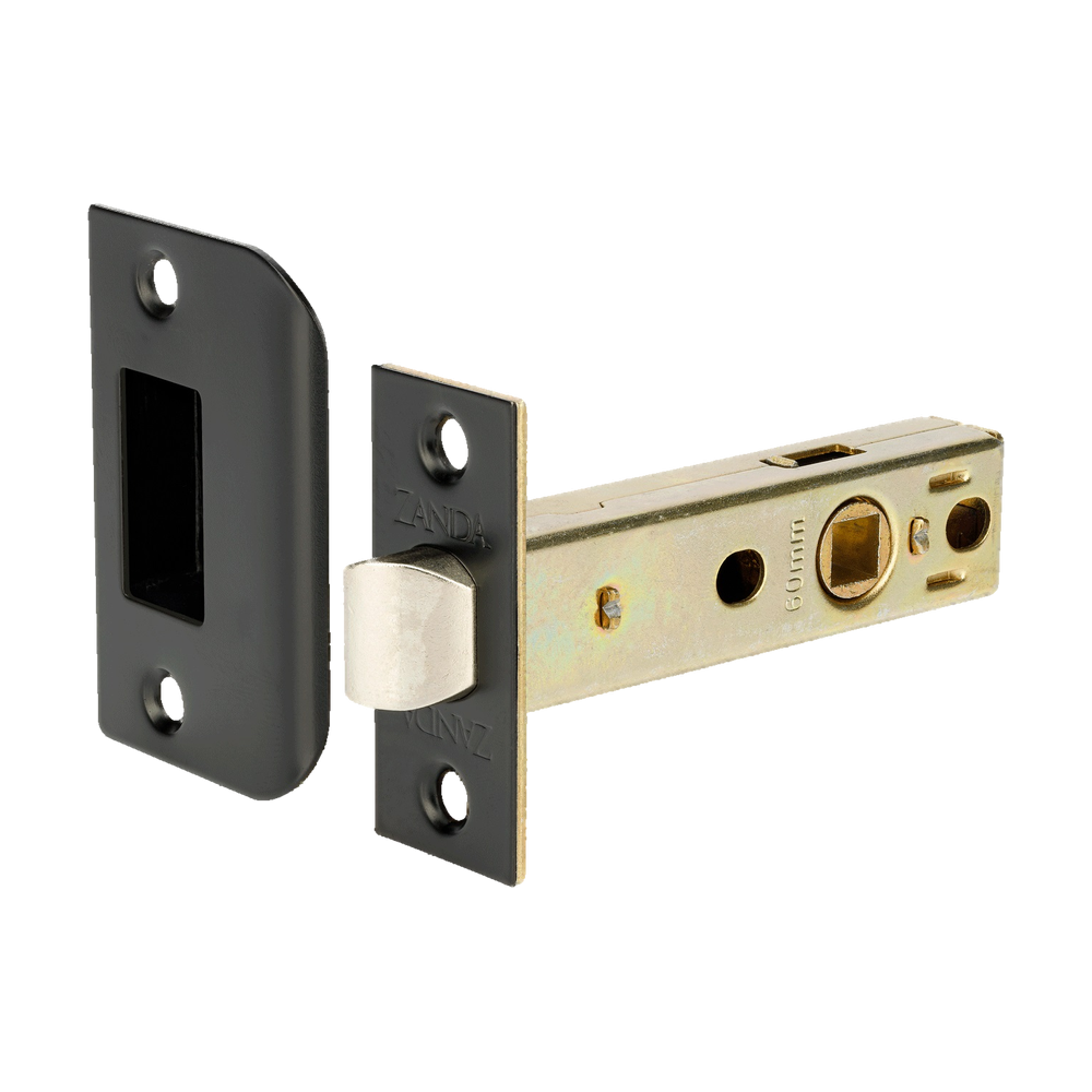 Tubular Latch, 60mm Backset in Black
