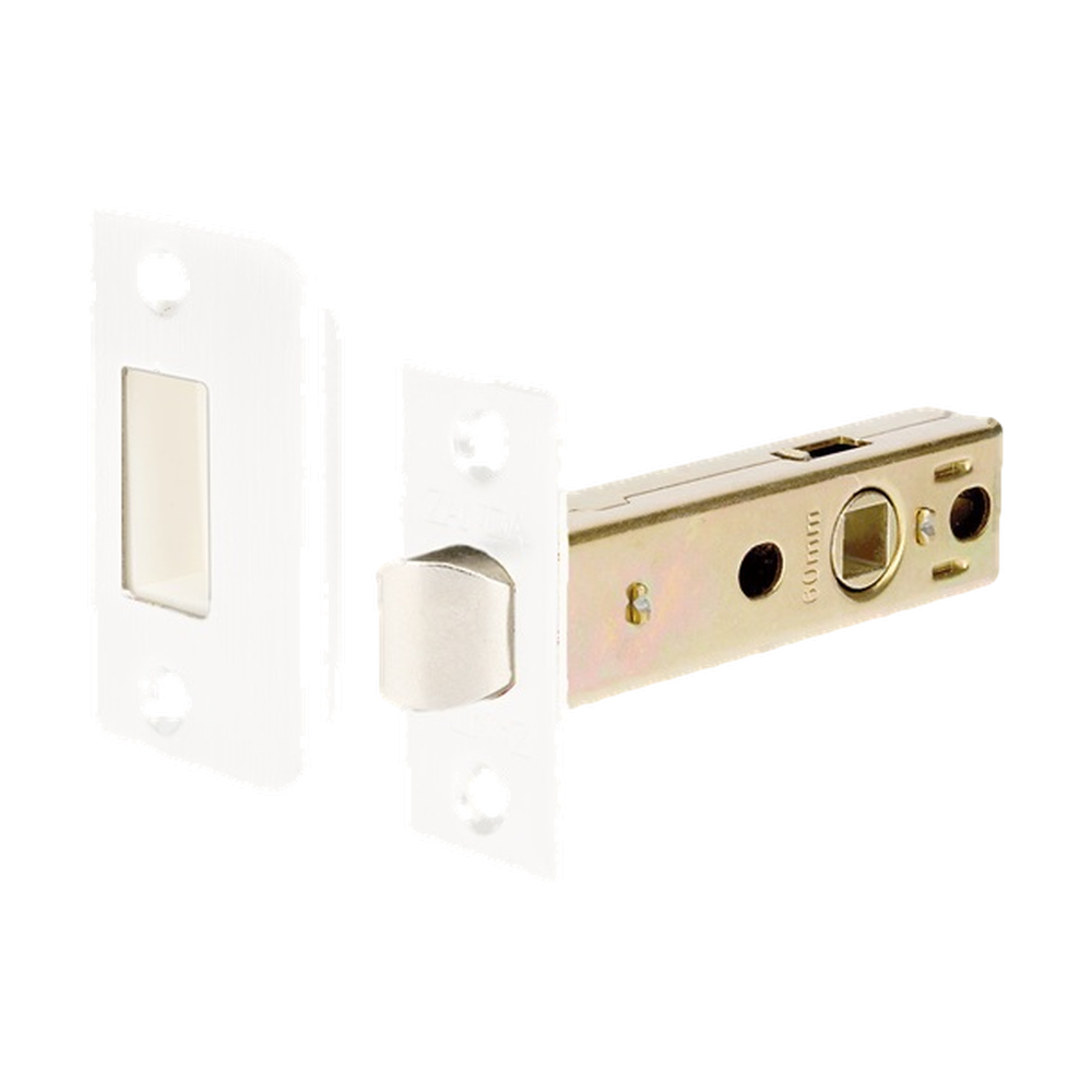 Tubular Latch, 60mm Backset in White