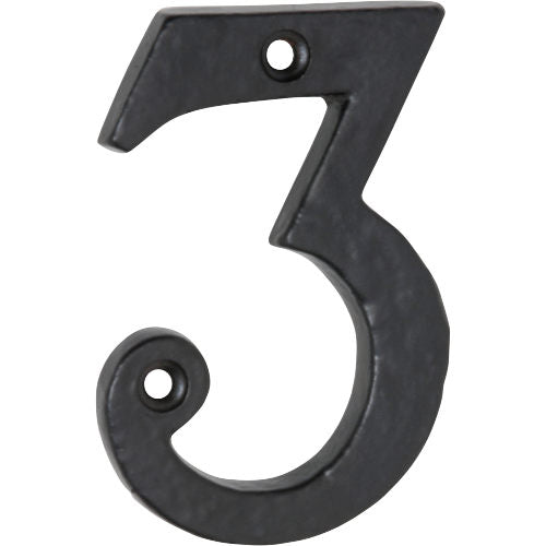 Numeral 3 Iron Matt Black H75mm in Iron Matt Black