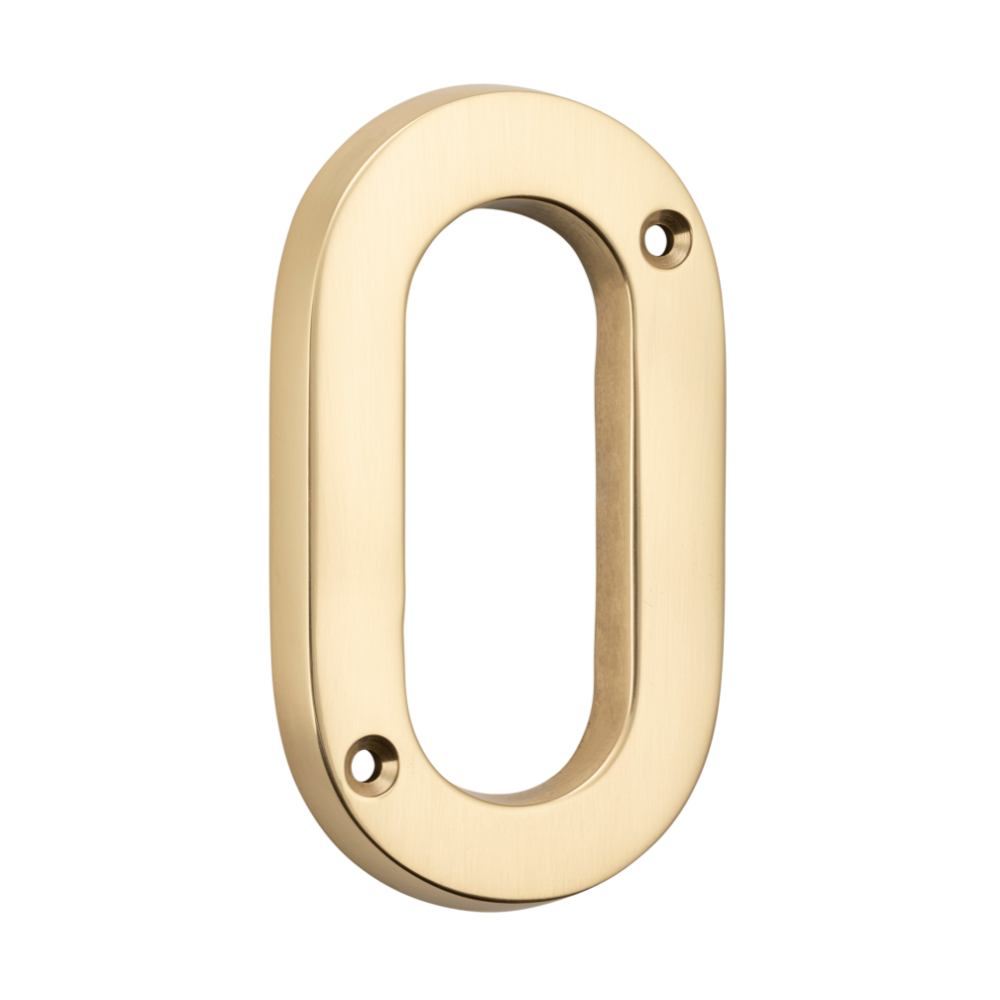 Tradco Numerals- 0 - Polished Brass / H100mm in Polished Brass