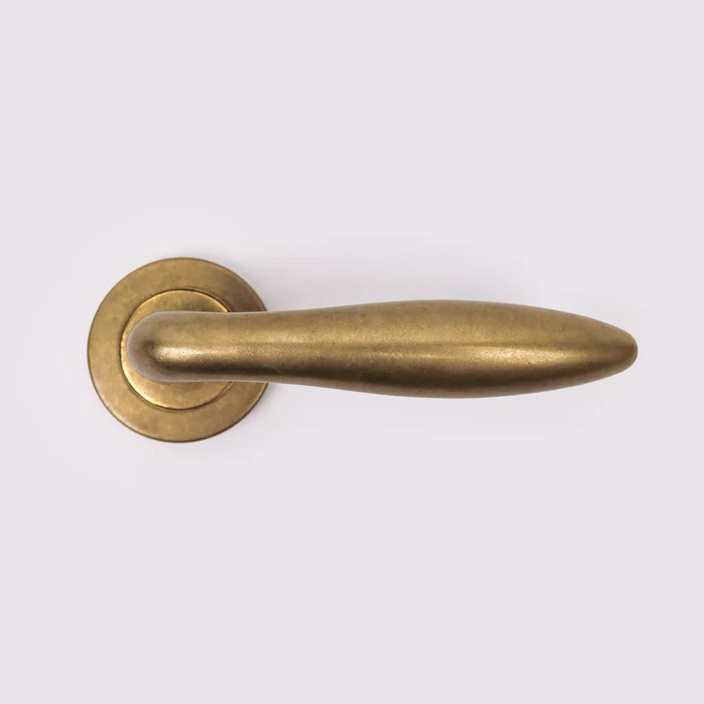 Clover Door Lever - Acid Washed Brass in Acid Washed Brass
