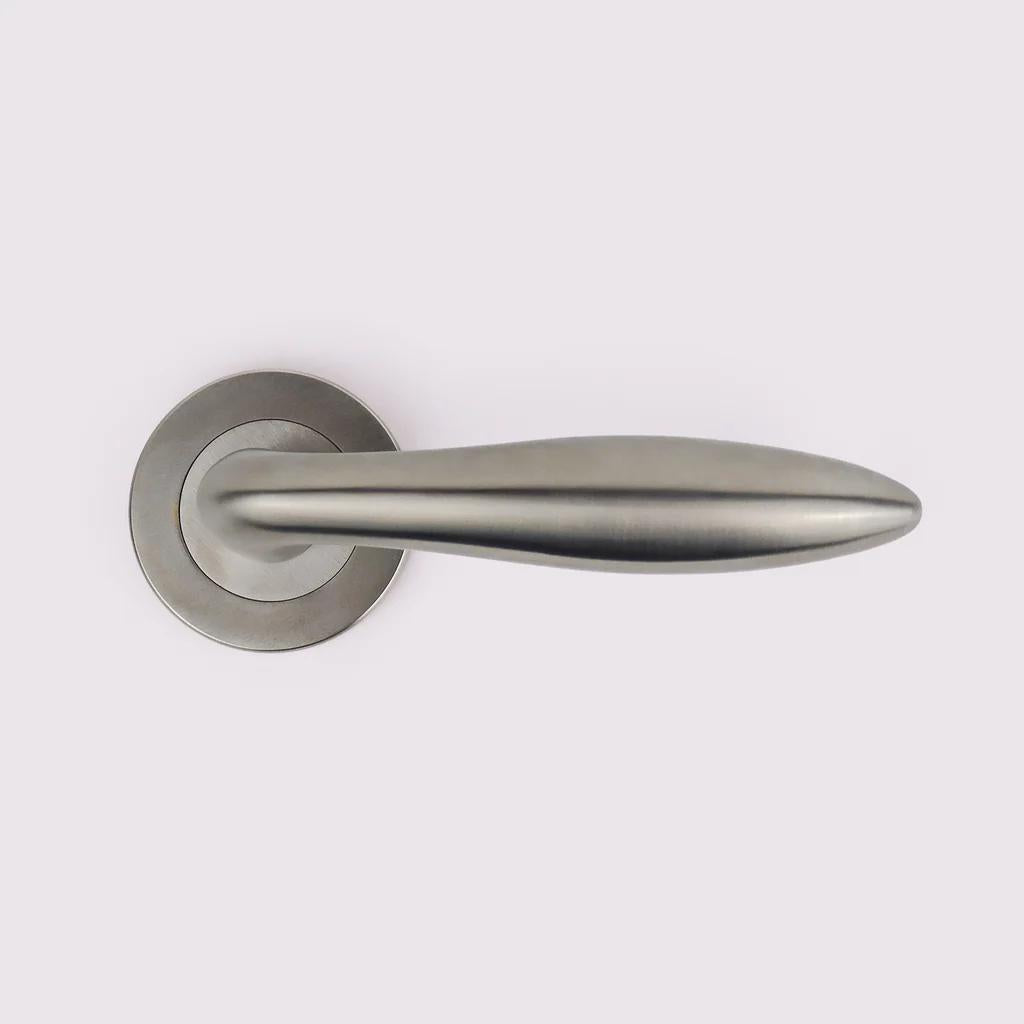 Clover Door Lever - Satin Nickel in Satin Nickel