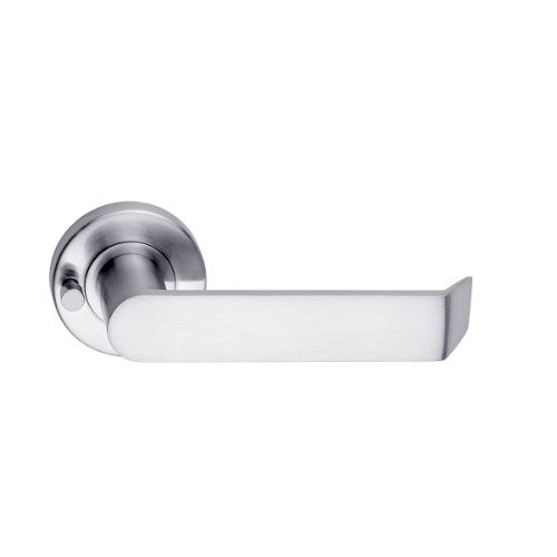MDZ Lever 24 on Integrated Privacy Ø53 Round Rose, inc. Privacy Latch. in Satin Chrome