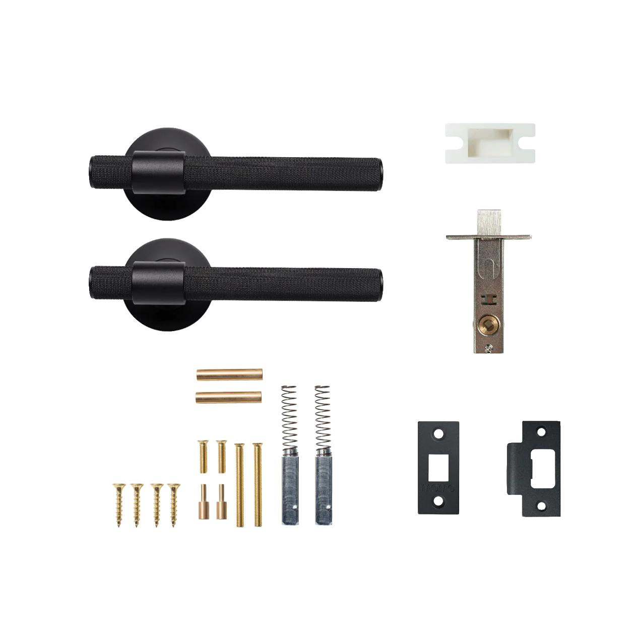 MOMO BELGRAVIA KNURLED LEVER SOLID BRASS TUBULAR LATCH PASSAGE SET - MATT BLACK in Matt Black