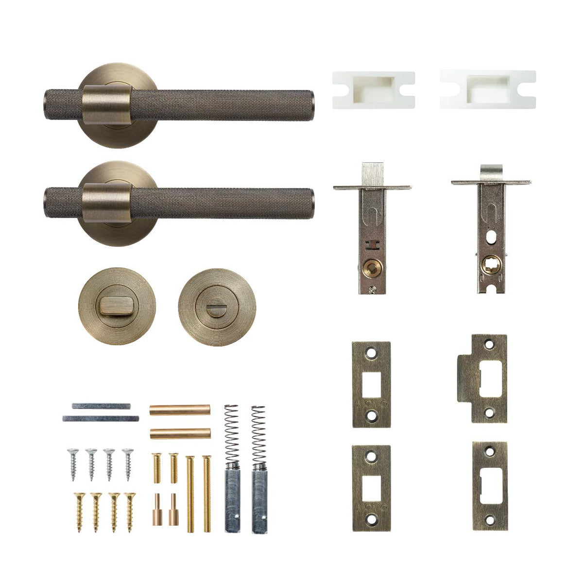 MOMO BELGRAVIA KNURLED LEVER SOLID BRASS TUBULAR LATCH PRIVACY SET - DARK BRUSHED BRASS in Dark Brushed Brass