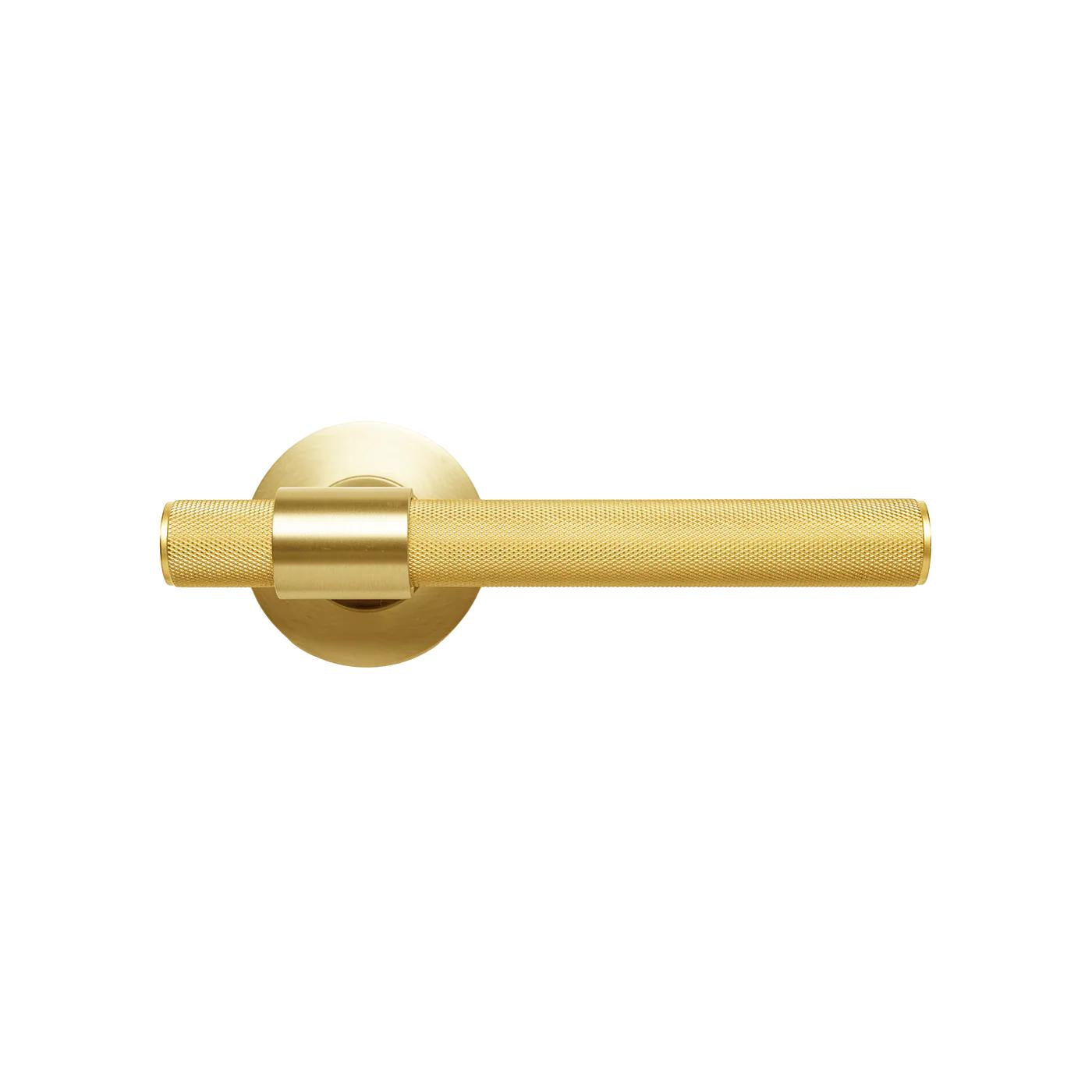 MOMO BELGRAVIA KNURLED LEVER HANDLE SET BRUSHED SATIN BRASS in Brushed Satin Brass