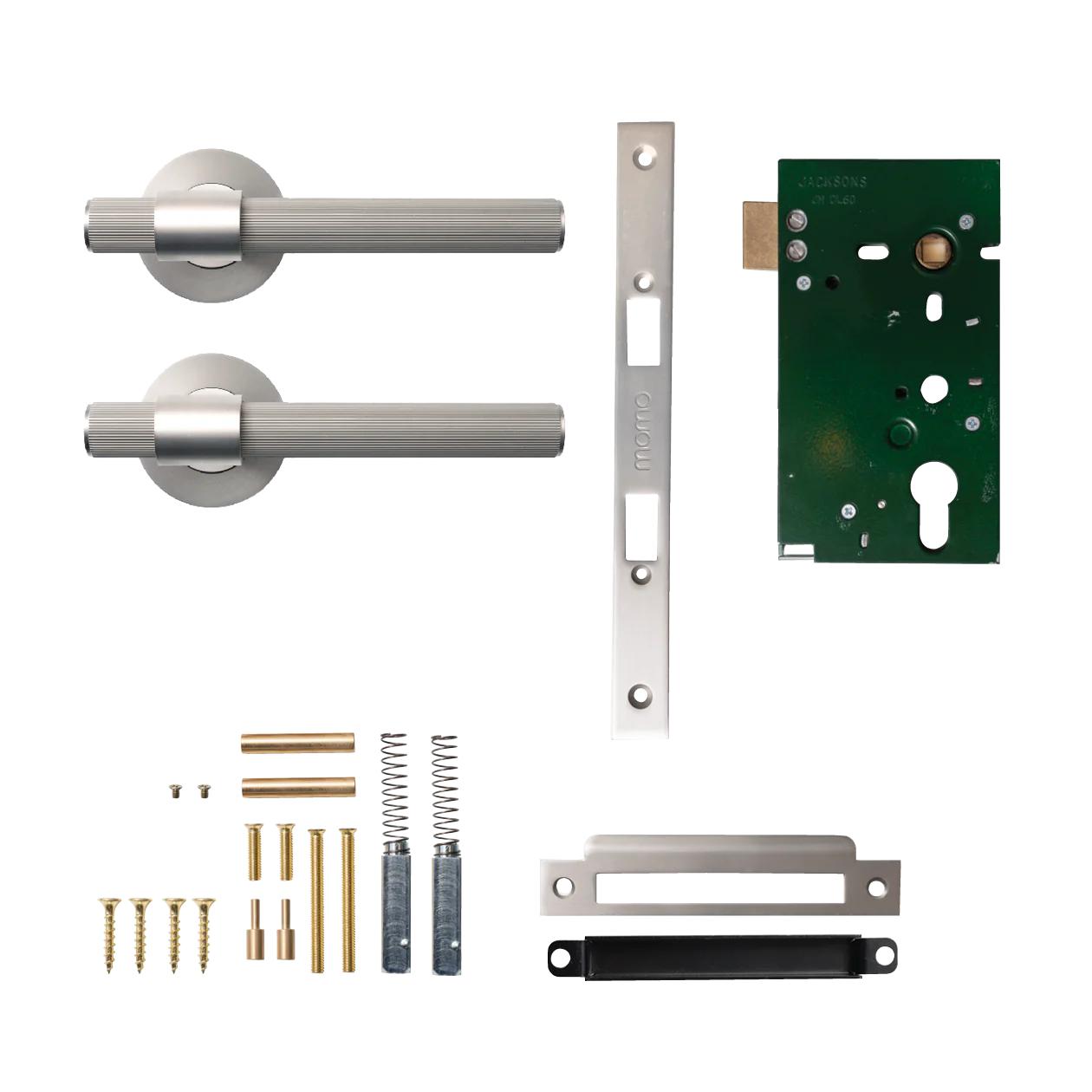 MOMO BELGRAVIA LINED LEVER SOLID BRASS MORTICE PASSAGE SET - DULL BRUSHED NICKEL in Dull Brushed Nickel