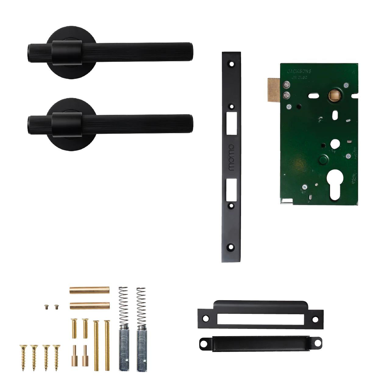 MOMO BELGRAVIA LINED LEVER SOLID BRASS MORTICE PASSAGE SET - MATT BLACK in Matt Black