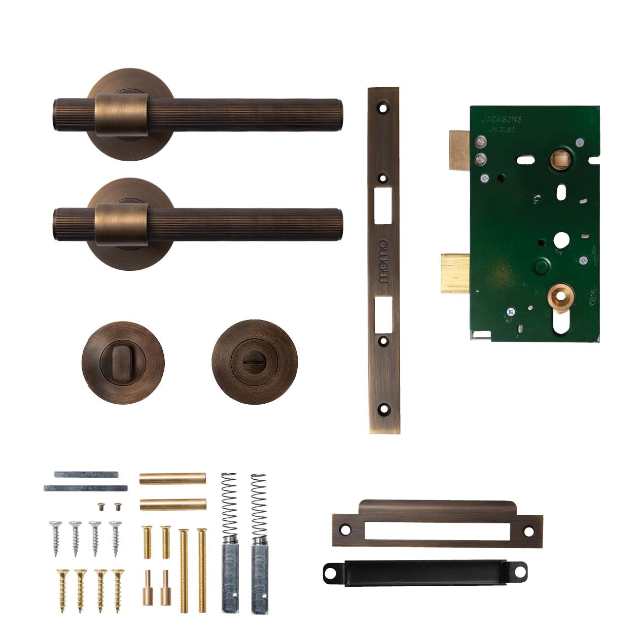 MOMO BELGRAVIA LINED LEVER SOLID BRASS MORTICE PRIVACY SET - BRONZE in Bronze