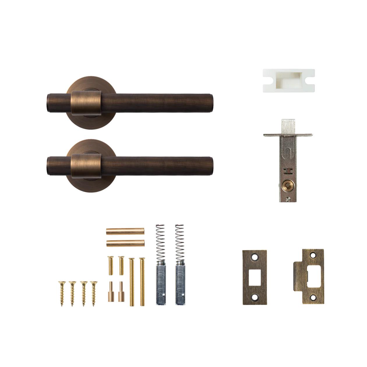 MOMO BELGRAVIA LINED LEVER SOLID BRASS TUBULAR LATCH PASSAGE SET - BRONZE in Bronze