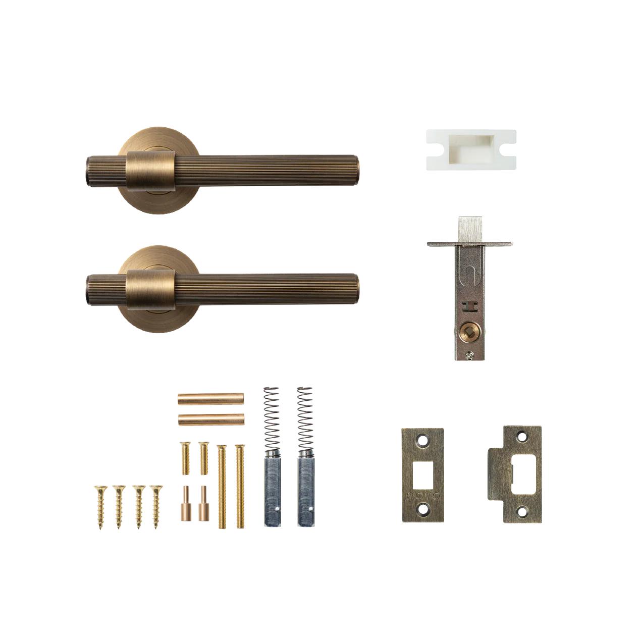 MOMO BELGRAVIA LINED LEVER SOLID BRASS TUBULAR LATCH PASSAGE SET - DARK BRUSHED BRASS in Dark Brushed Brass