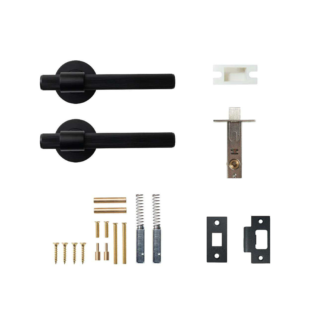 MOMO BELGRAVIA LINED LEVER SOLID BRASS TUBULAR LATCH PASSAGE SET - MATT BLACK in Matt Black