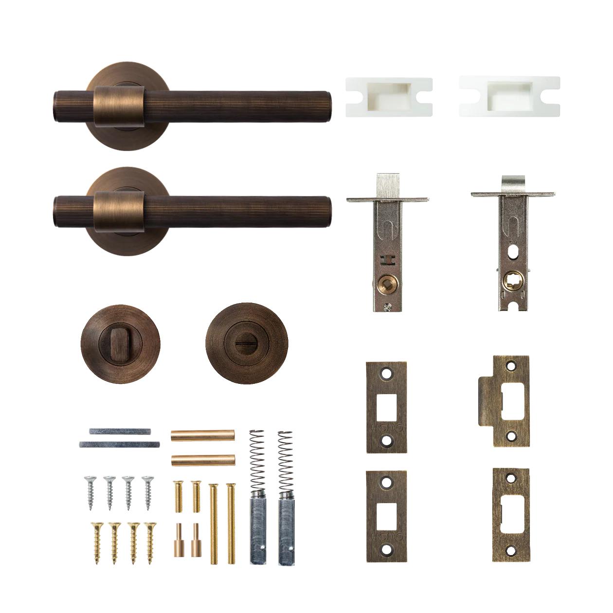 MOMO BELGRAVIA LINED LEVER SOLID BRASS TUBULAR LATCH PRIVACY SET - BRONZE in Bronze