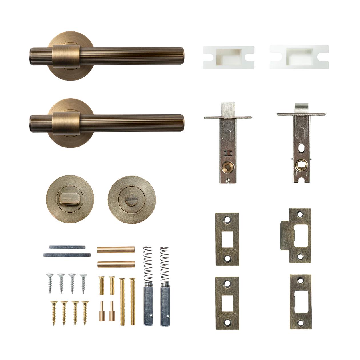 MOMO BELGRAVIA LINED LEVER SOLID BRASS TUBULAR LATCH PRIVACY SET - DARK BRUSHED BRASS in Dark Brushed Brass