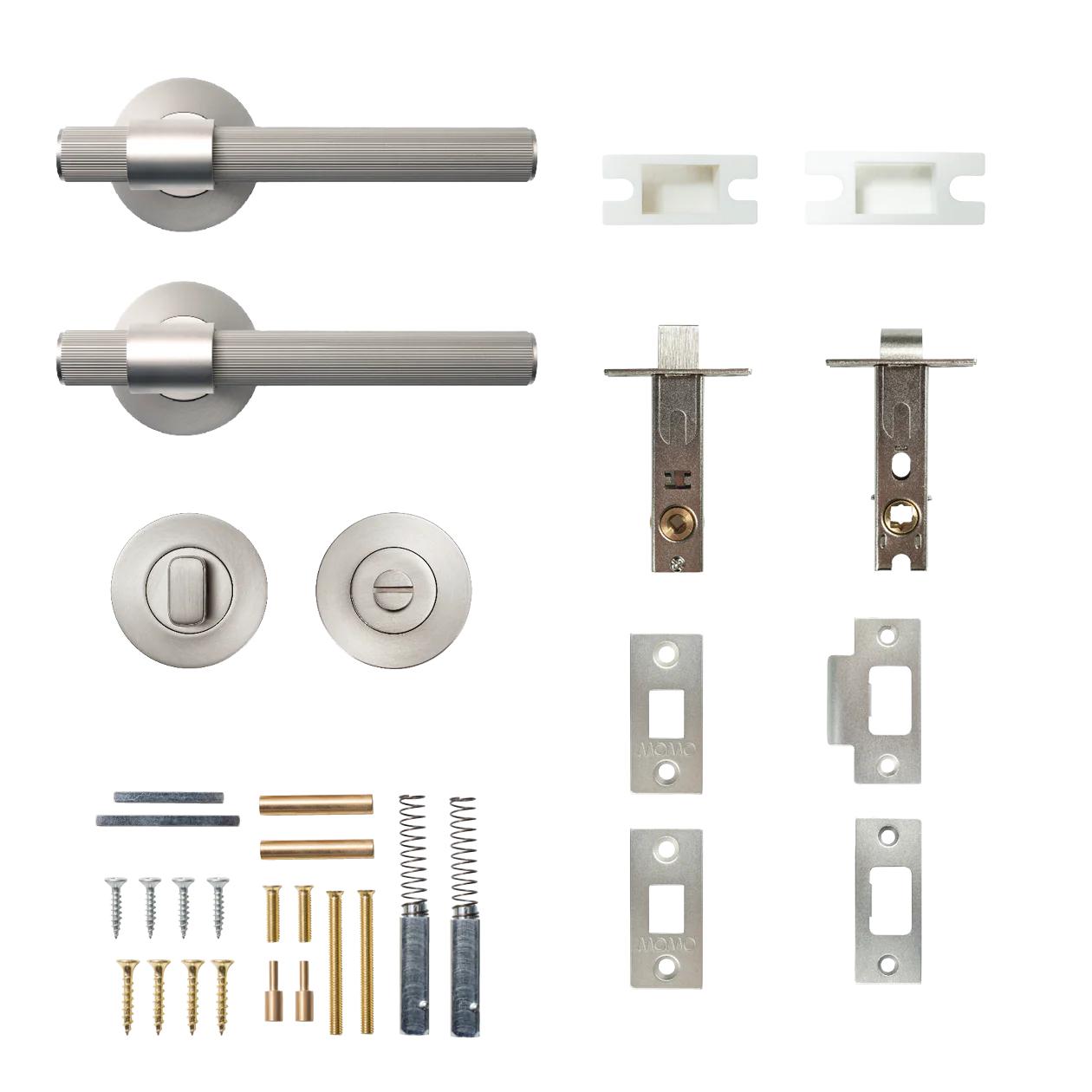 MOMO BELGRAVIA LINED LEVER SOLID BRASS TUBULAR LATCH PRIVACY SET - DULL BRUSHED NICKEL in Dull Brushed Nickel