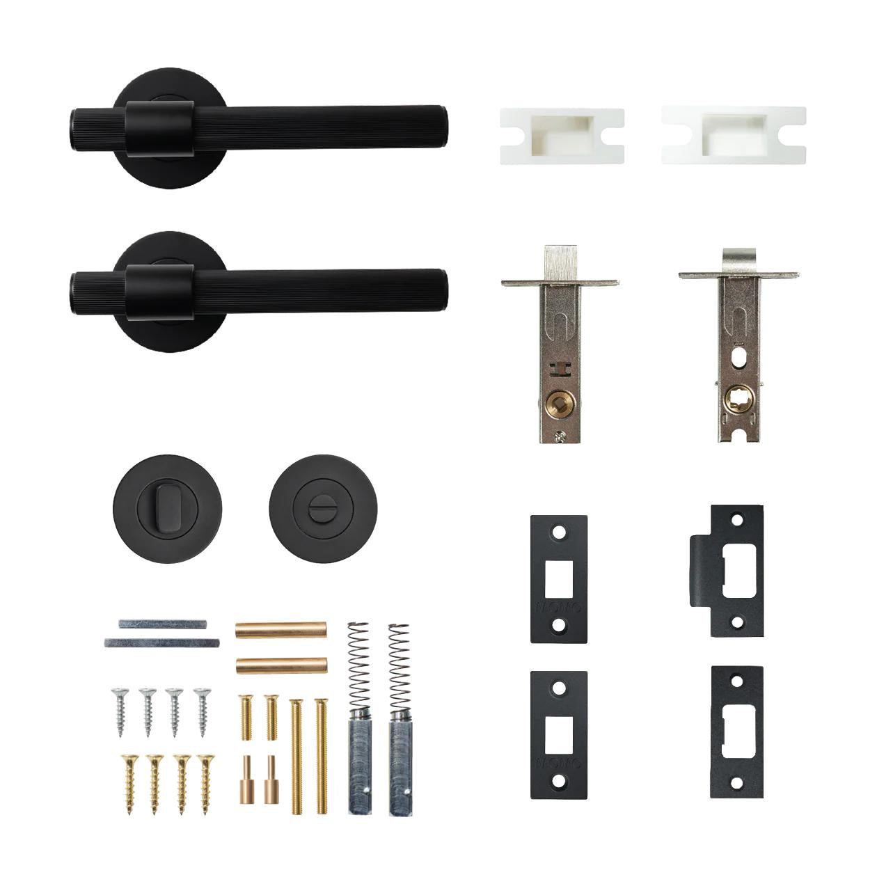 MOMO BELGRAVIA LINED LEVER SOLID BRASS TUBULAR LATCH PRIVACY SET - MATT BLACK in Matt Black