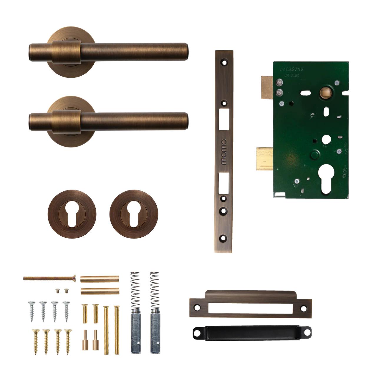 MOMO BELGRAVIA PLAIN LEVER SOLID BRASS MORTICE ENTRANCE SET - BRONZE in Bronze