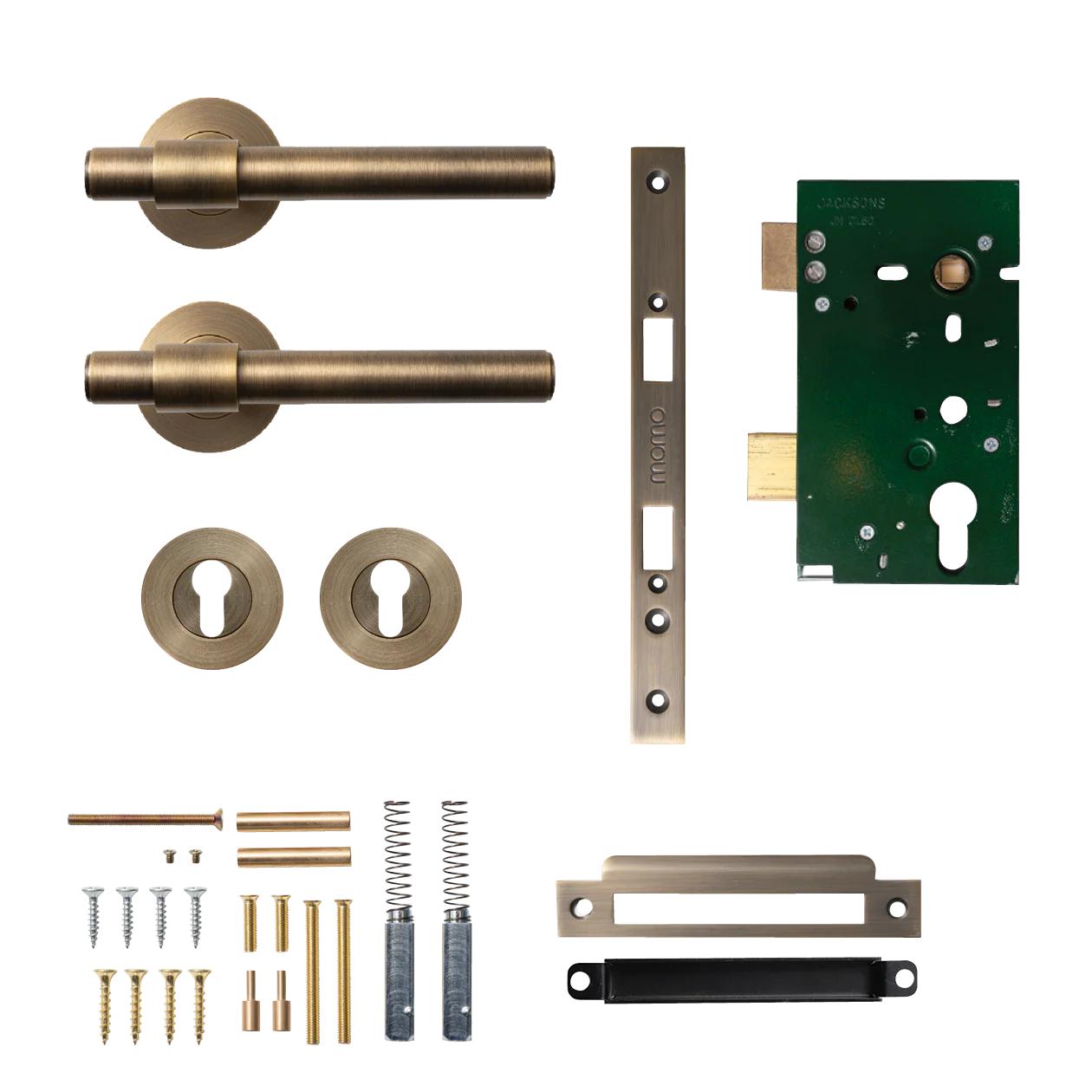 MOMO BELGRAVIA PLAIN LEVER SOLID BRASS MORTICE ENTRANCE SET - DARK BRUSHED BRASS in Dark Brushed Brass