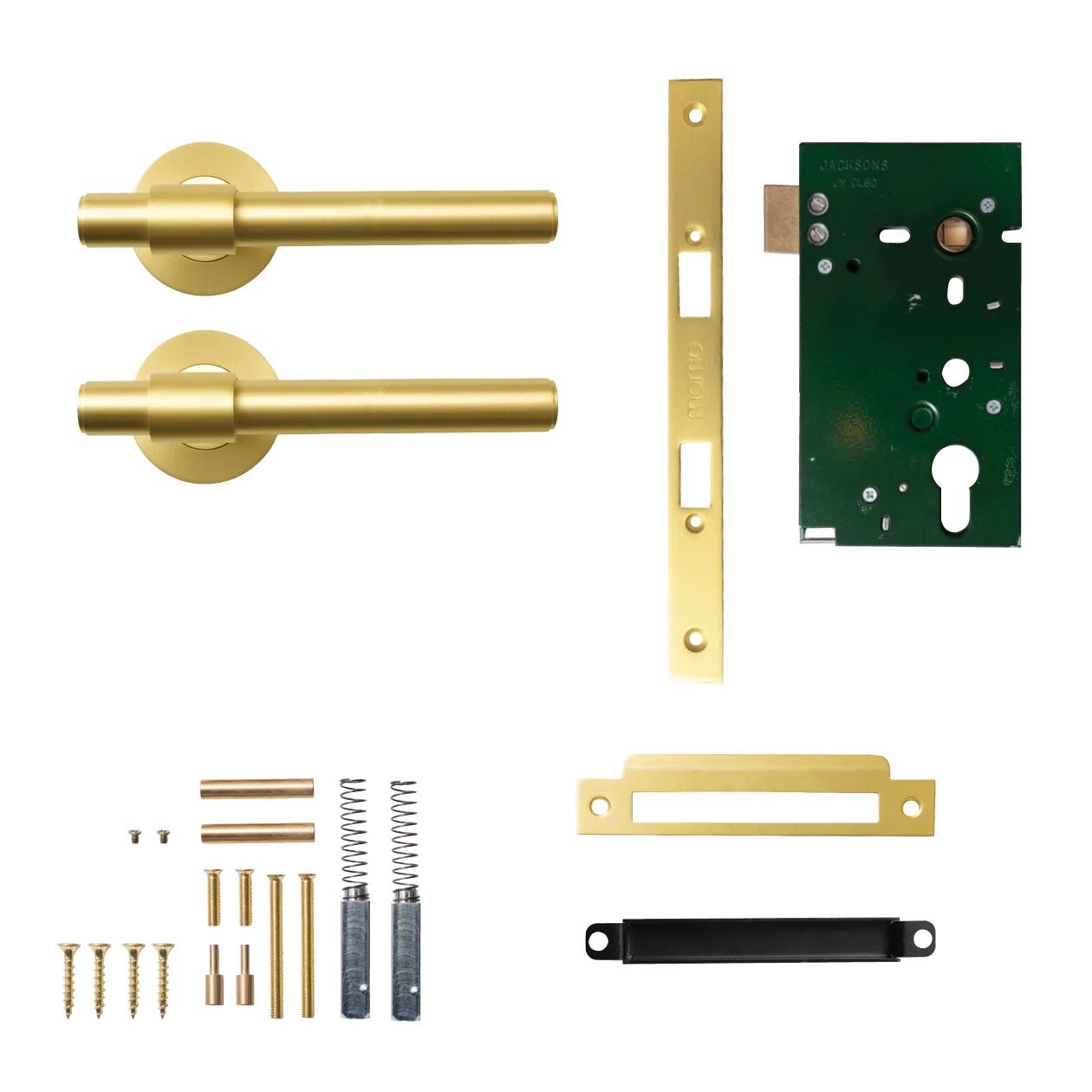 MOMO BELGRAVIA PLAIN LEVER SOLID BRASS MORTICE PASSAGE SET - BRUSHED SATIN BRASS in Brushed Satin Brass