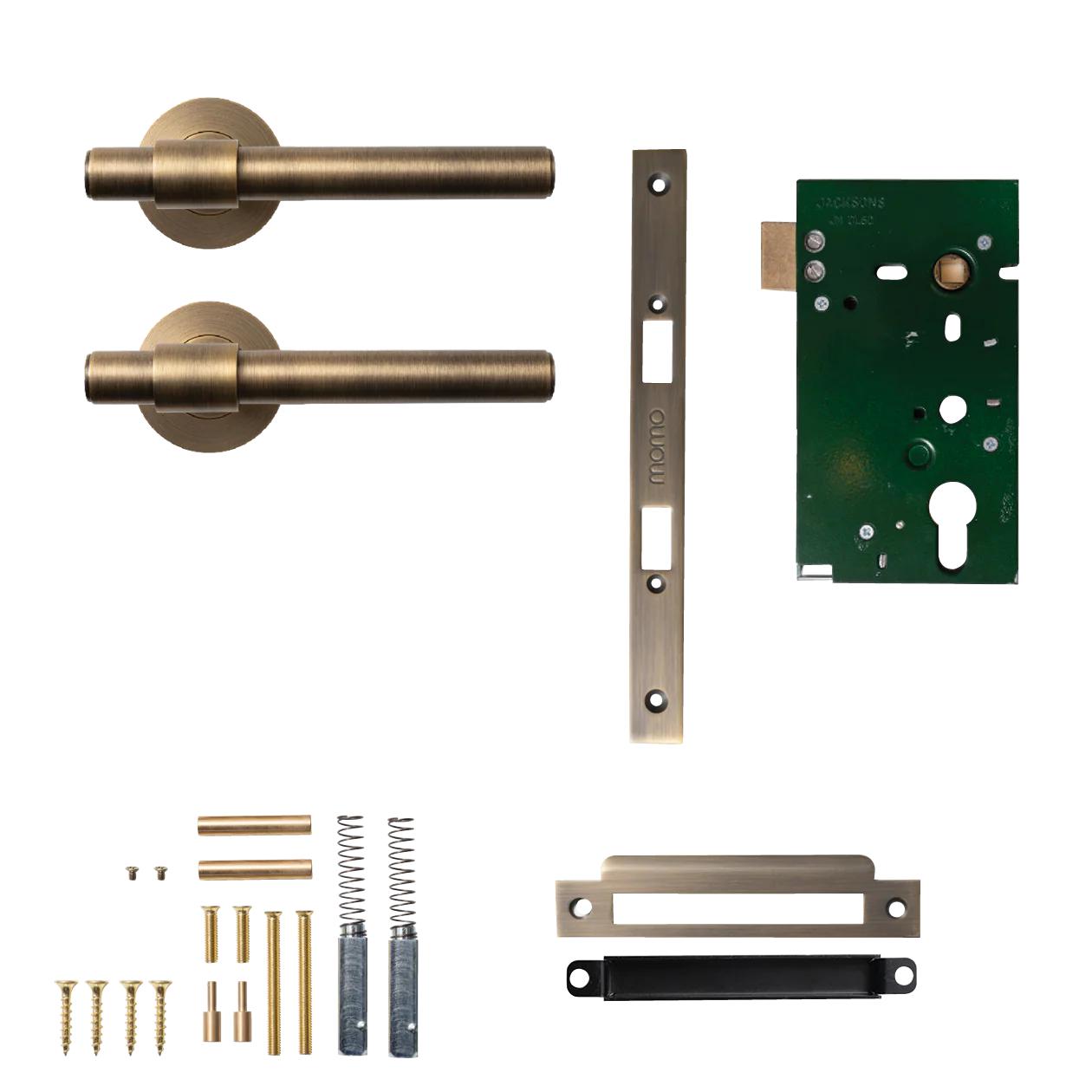 MOMO BELGRAVIA PLAIN LEVER SOLID BRASS MORTICE PASSAGE SET - DARK BRUSHED BRASS in Dark Brushed Brass
