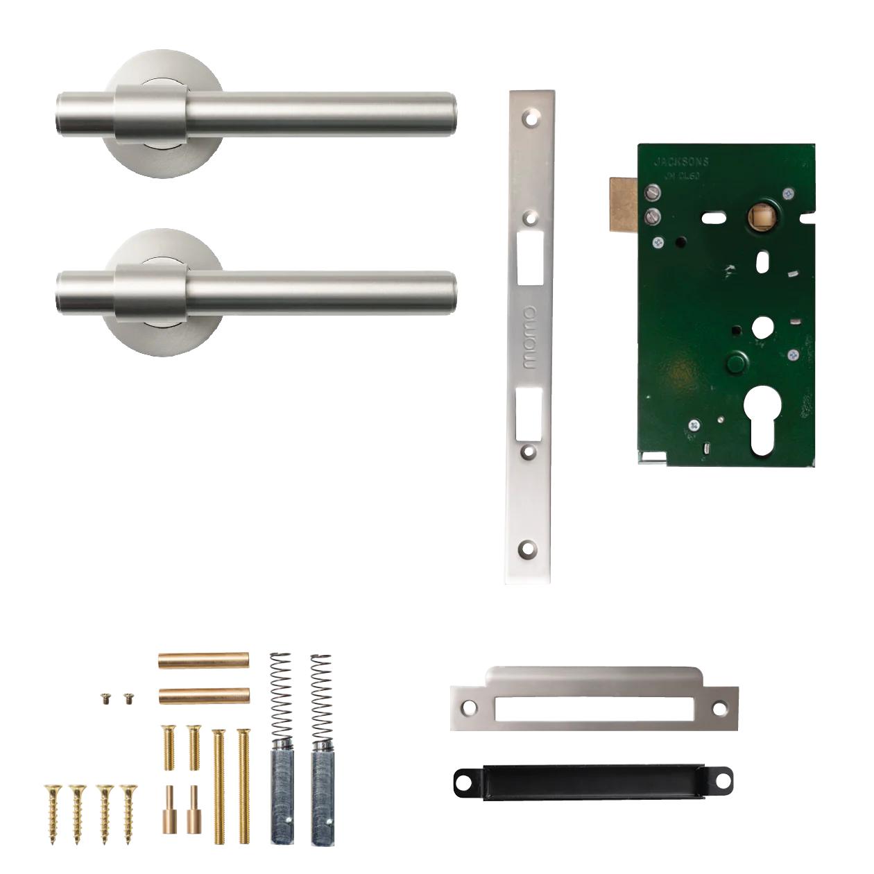 MOMO BELGRAVIA PLAIN LEVER SOLID BRASS MORTICE PASSAGE SET - DULL BRUSHED NICKEL in Dull Brushed Nickel