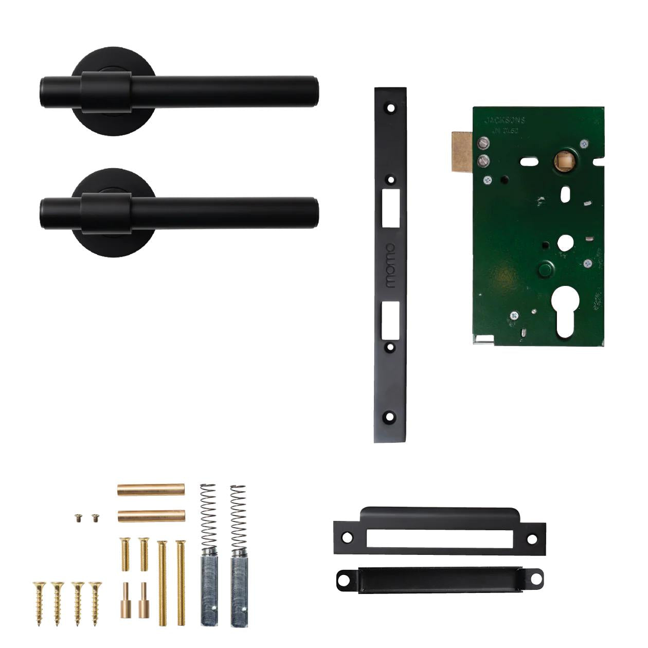 MOMO BELGRAVIA PLAIN LEVER SOLID BRASS MORTICE PASSAGE SET - MATT BLACK in Matt Black