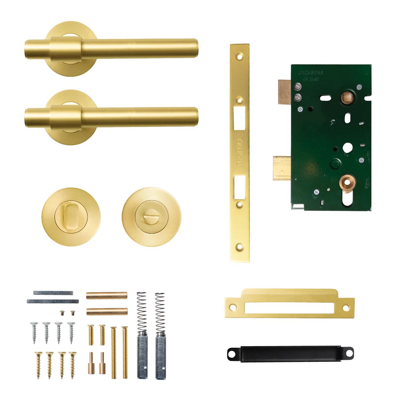 MOMO BELGRAVIA PLAIN LEVER SOLID BRASS MORTICE PRIVACY SET - BRUSHED SATIN BRASS in Brushed Satin Brass