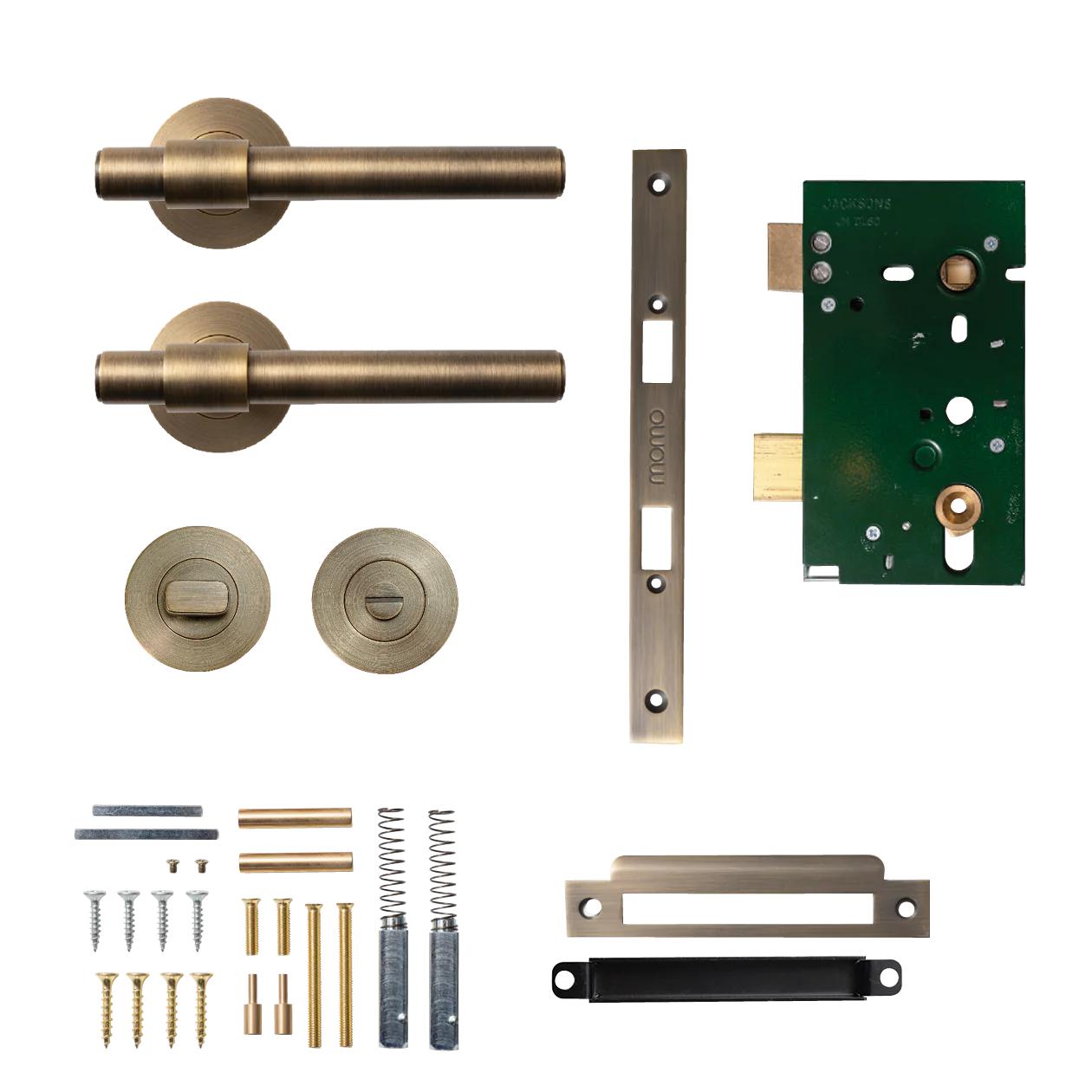 MOMO BELGRAVIA PLAIN LEVER SOLID BRASS MORTICE PRIVACY SET - DARK BRUSHED BRASS in Dark Brushed Brass