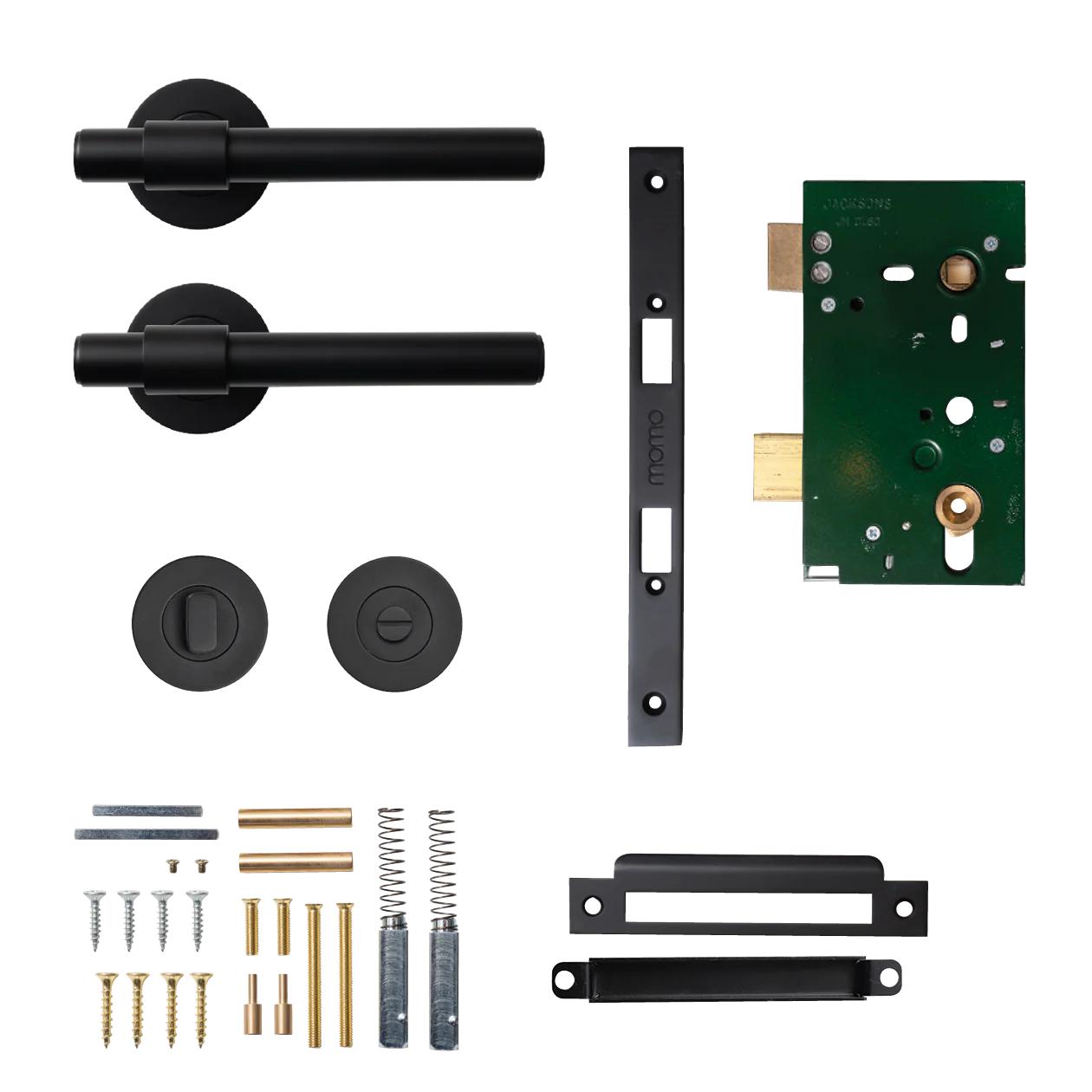 MOMO BELGRAVIA PLAIN LEVER SOLID BRASS MORTICE PRIVACY SET - MATT BLACK in Matt Black