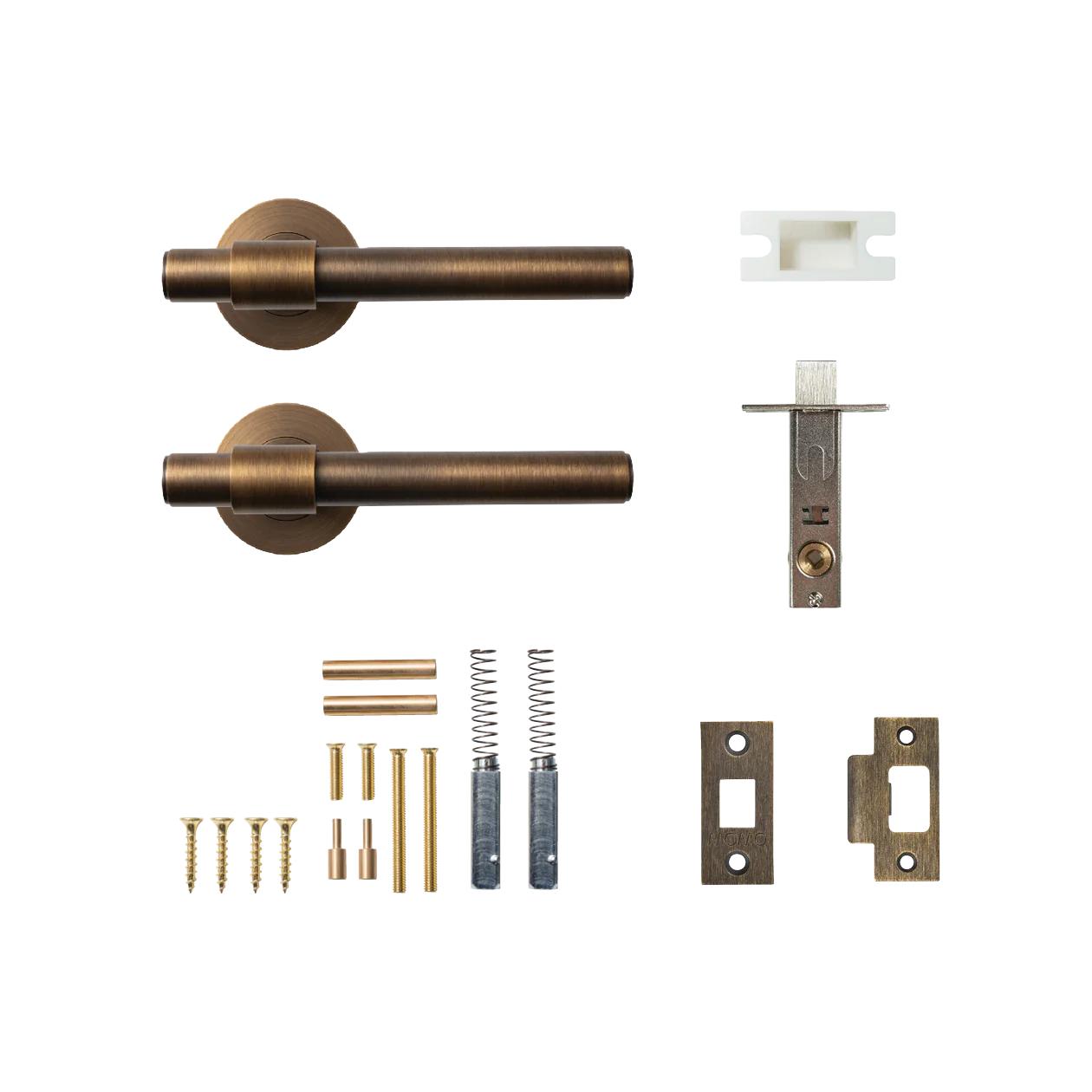 MOMO BELGRAVIA PLAIN LEVER SOLID BRASS TUBULAR LATCH PASSAGE SET - BRONZE in Bronze