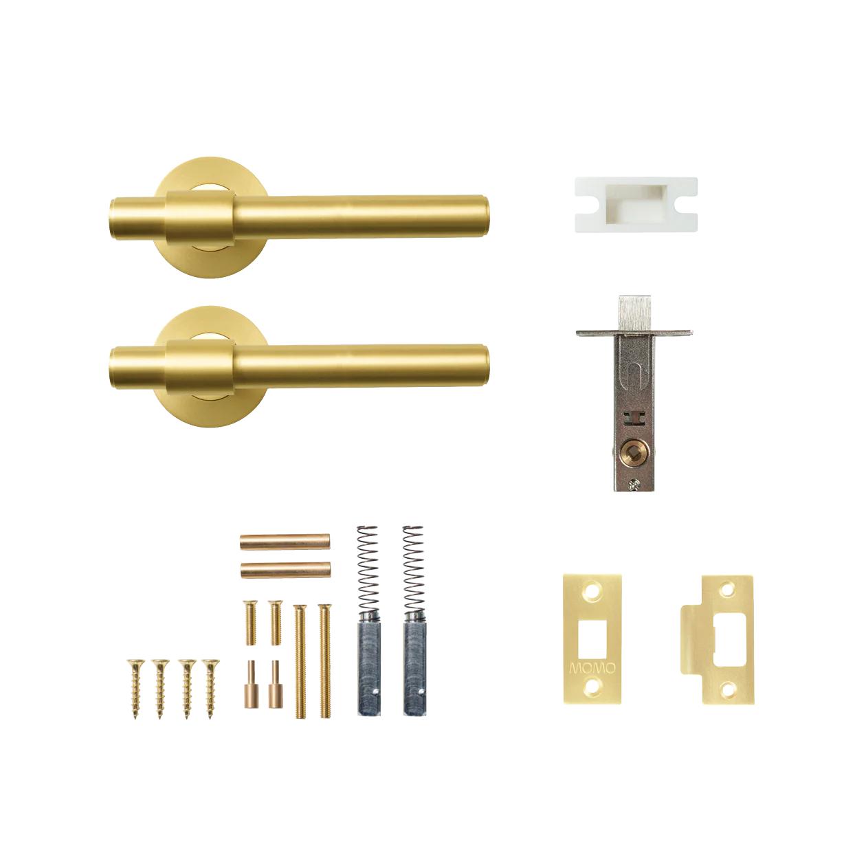 MOMO BELGRAVIA PLAIN LEVER SOLID BRASS TUBULAR LATCH PASSAGE SET - BRUSHED SATIN BRASS in Brushed Satin Brass