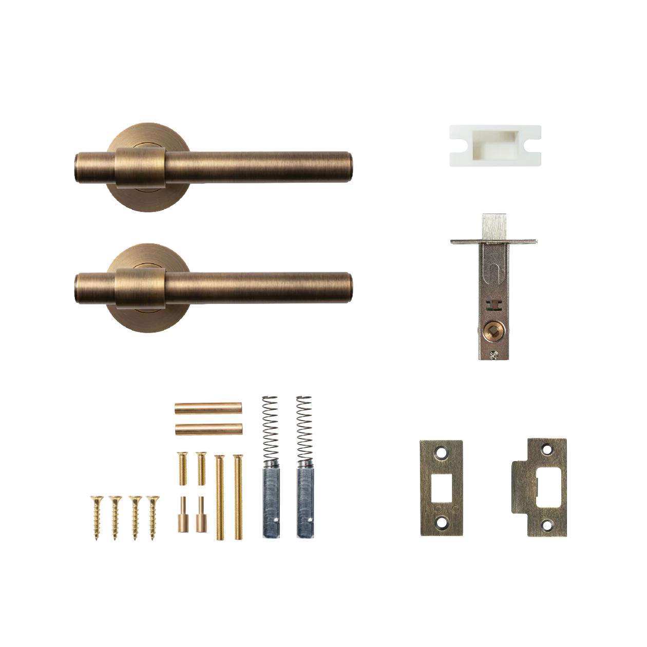 MOMO BELGRAVIA PLAIN LEVER SOLID BRASS TUBULAR LATCH PASSAGE SET - DARK BRUSHED BRASS in Dark Brushed Brass