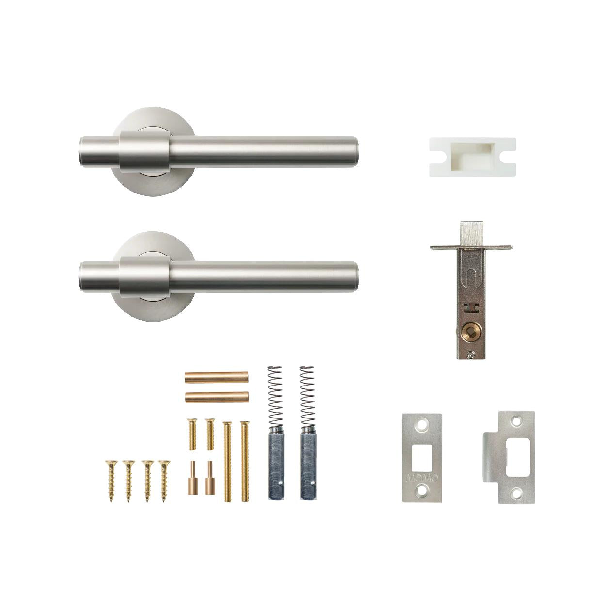 MOMO BELGRAVIA PLAIN LEVER SOLID BRASS TUBULAR LATCH PASSAGE SET - DULL BRUSHED NICKEL in Dull Brushed Nickel