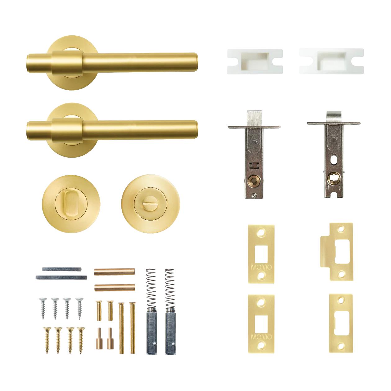MOMO BELGRAVIA PLAIN LEVER SOLID BRASS TUBULAR LATCH PRIVACY SET - BRUSHED SATIN BRASS in Brushed Satin Brass