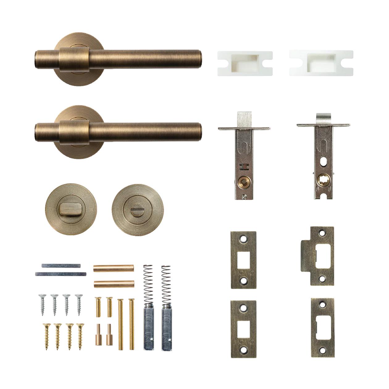 MOMO BELGRAVIA PLAIN LEVER SOLID BRASS TUBULAR LATCH PRIVACY SET - DARK BRUSHED BRASS in Dark Brushed Brass