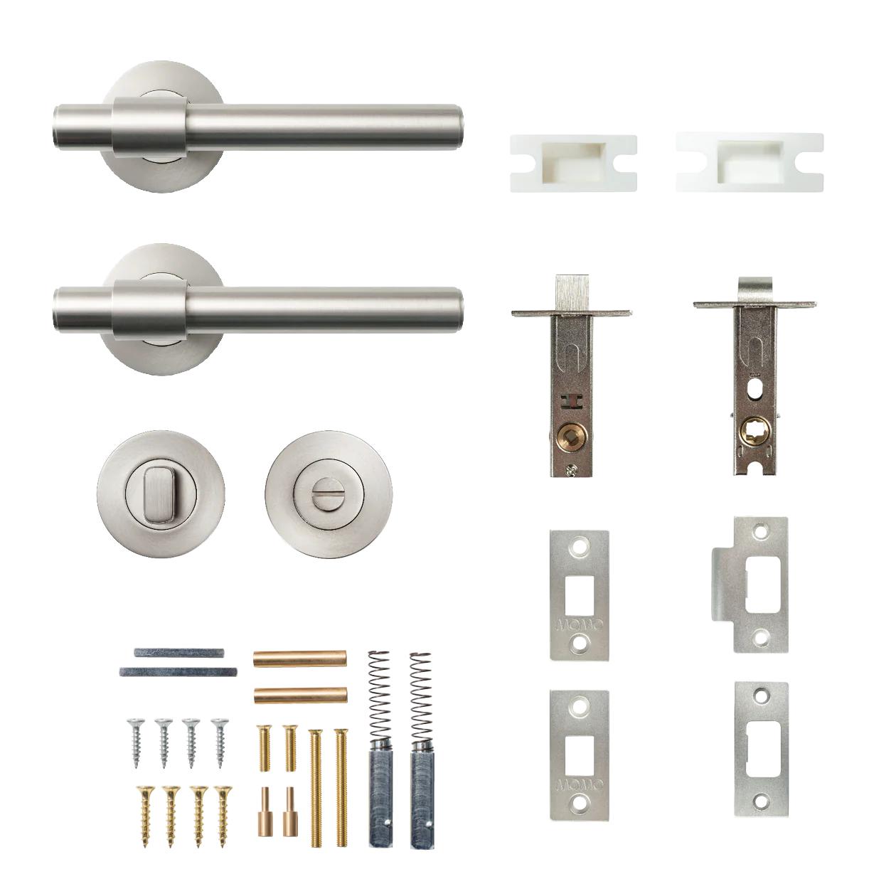 MOMO BELGRAVIA PLAIN LEVER SOLID BRASS TUBULAR LATCH PRIVACY SET - DULL BRUSHED NICKEL in Dull Brushed Nickel