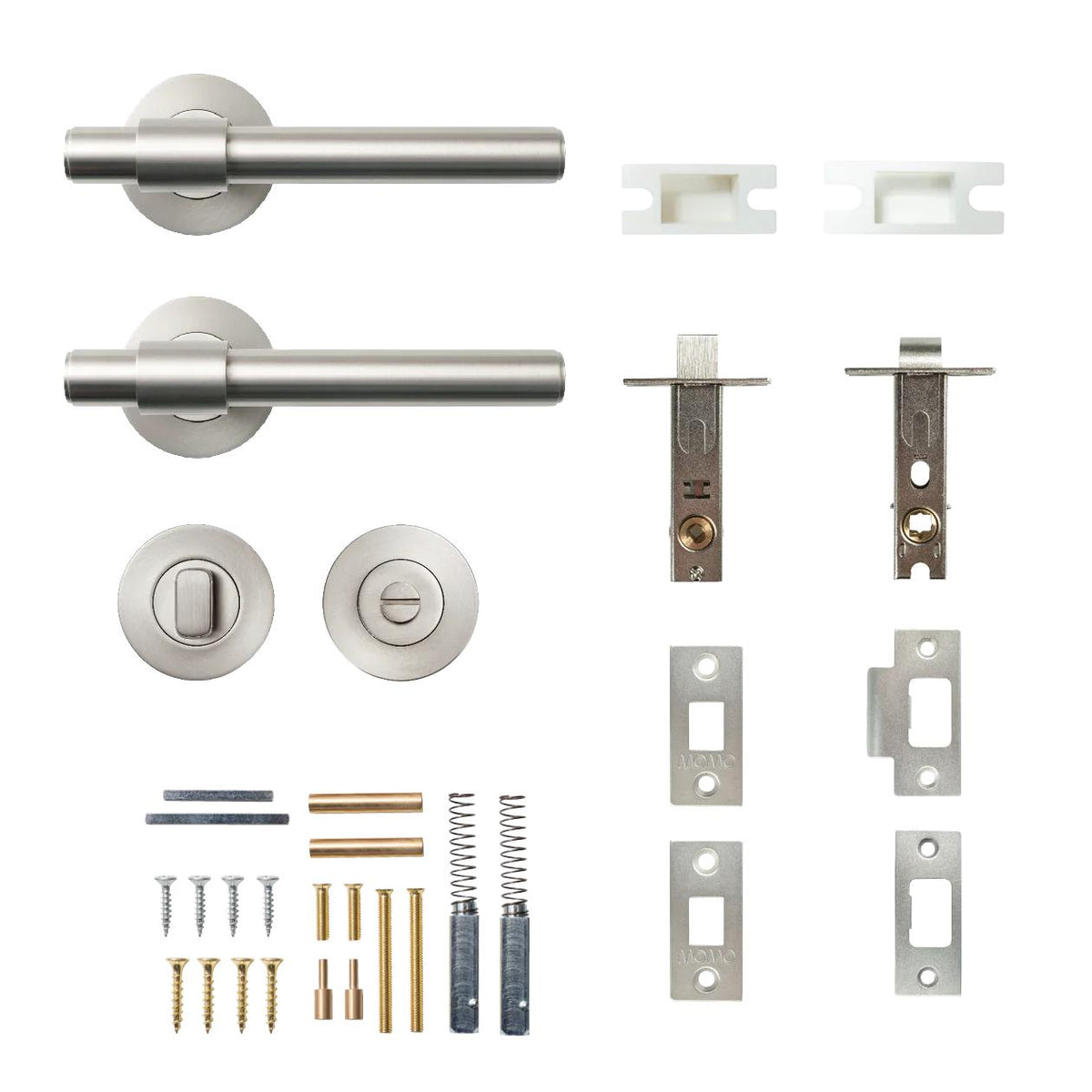 MOMO BELGRAVIA PLAIN LEVER SOLID BRASS TUBULAR LATCH PRIVACY SET - DULL BRUSHED NICKEL in Dull Brushed Nickel
