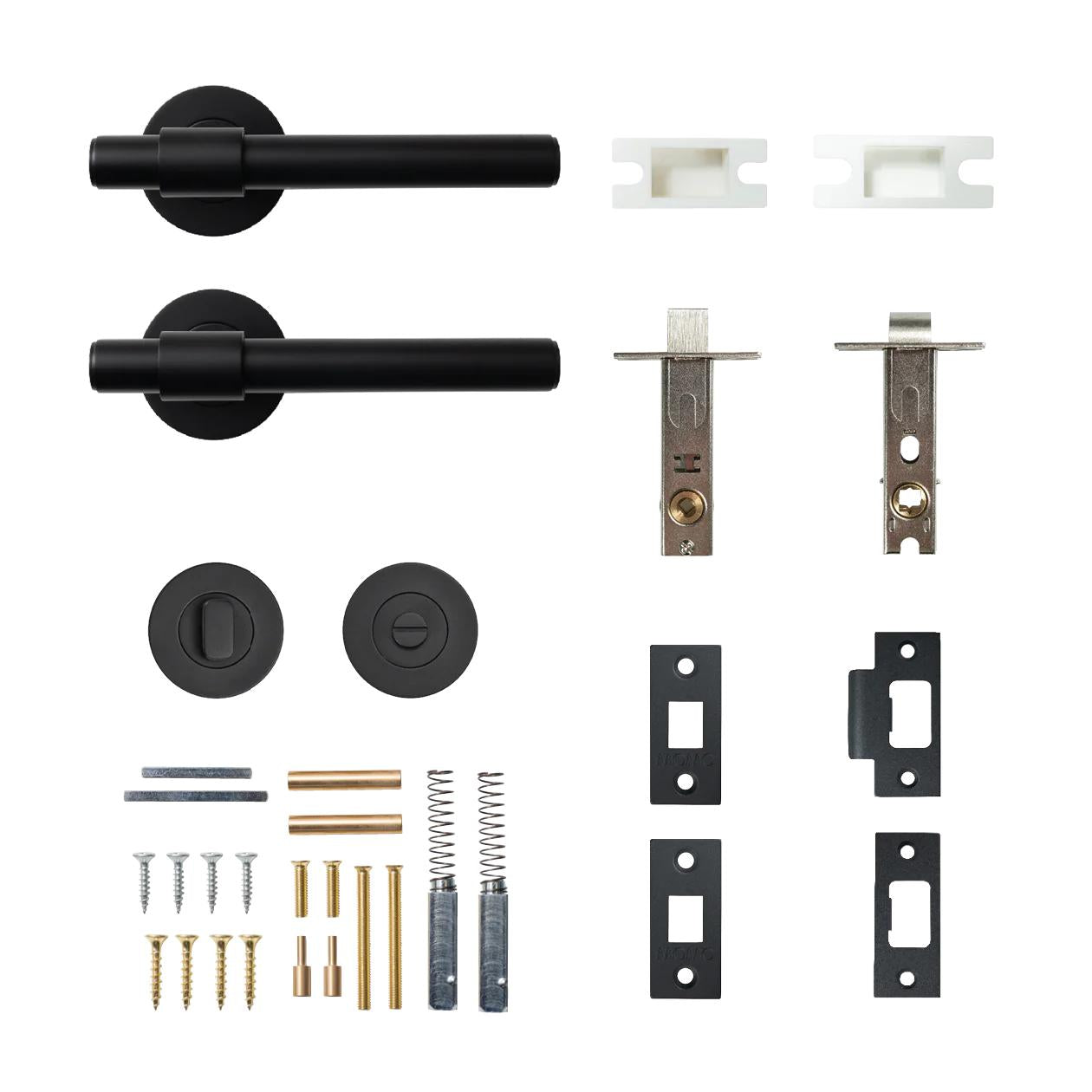 MOMO BELGRAVIA PLAIN LEVER SOLID BRASS TUBULAR LATCH PRIVACY SET - MATT BLACK in Matt Black