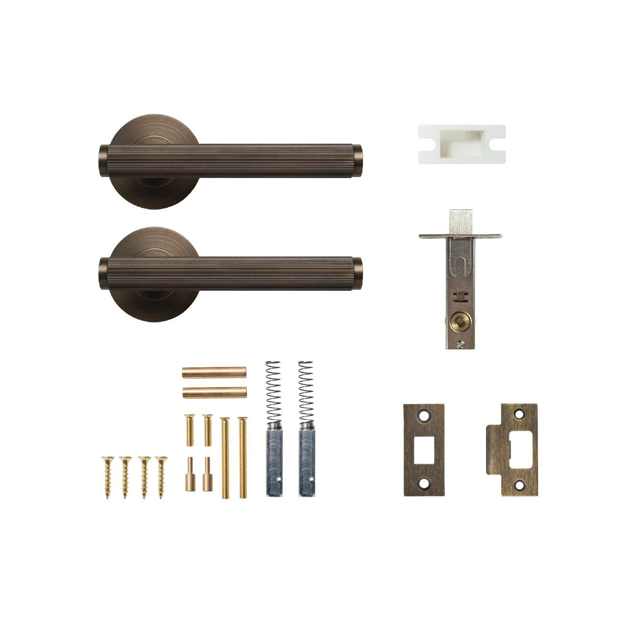 BELLEVUE LINED LEVER SOLID BRASS TUBULAR LATCH PASSAGE SET - BRONZE in Bronze